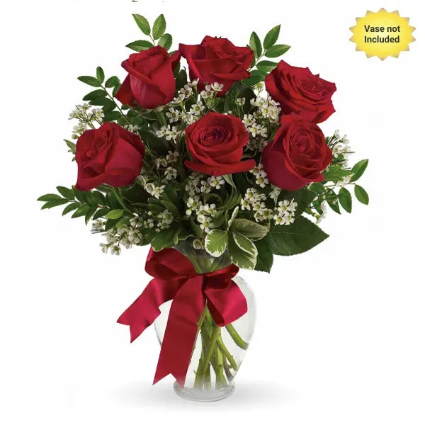 6 red roses bouquet
