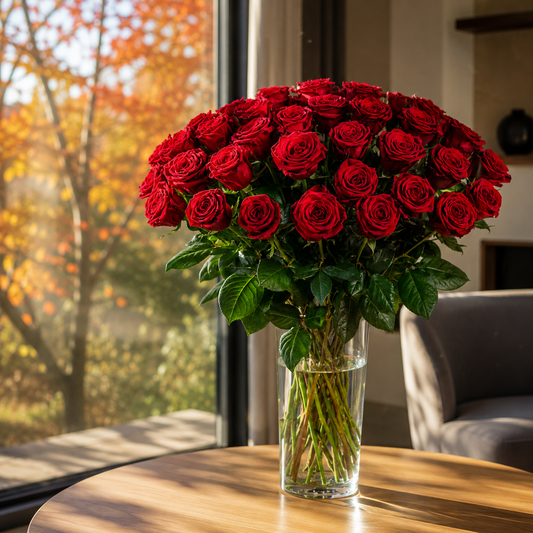 Three Dozen Long Stem Red Roses