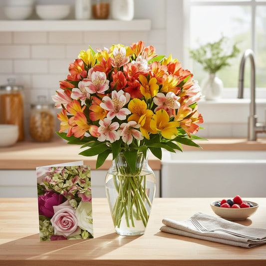 50 Blooms of Alstromeria & Card