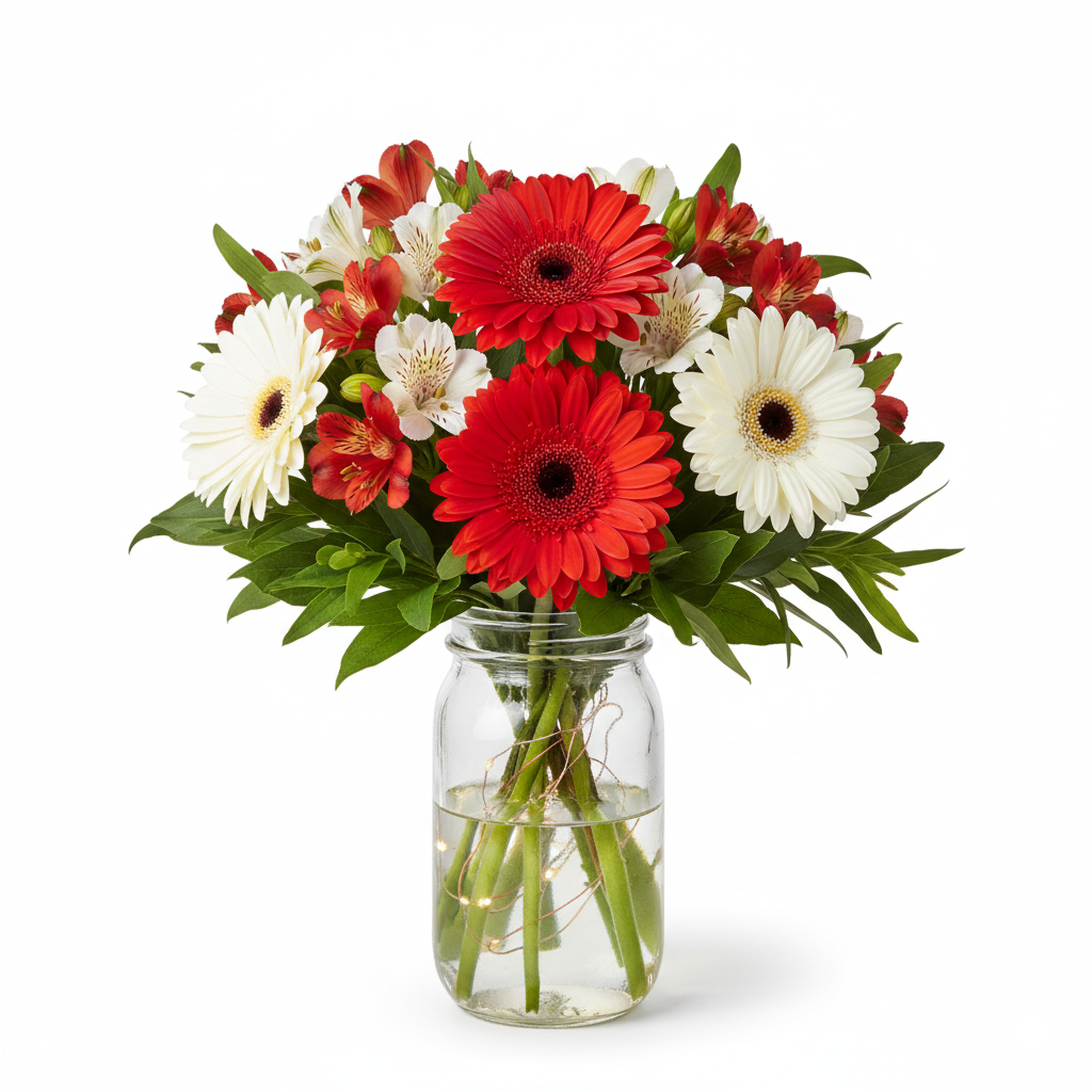 Christmas Flowers in Mason Jar III