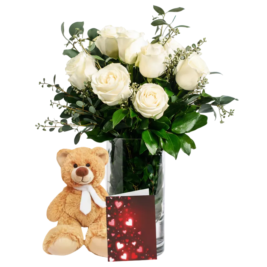 Half Dozen White Roses Combo