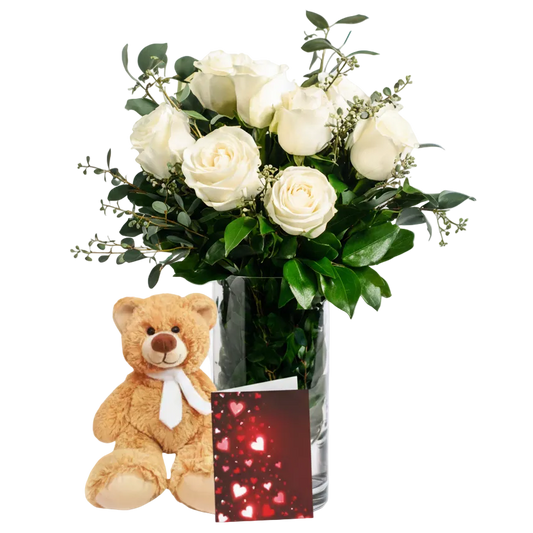 Half Dozen White Roses Combo