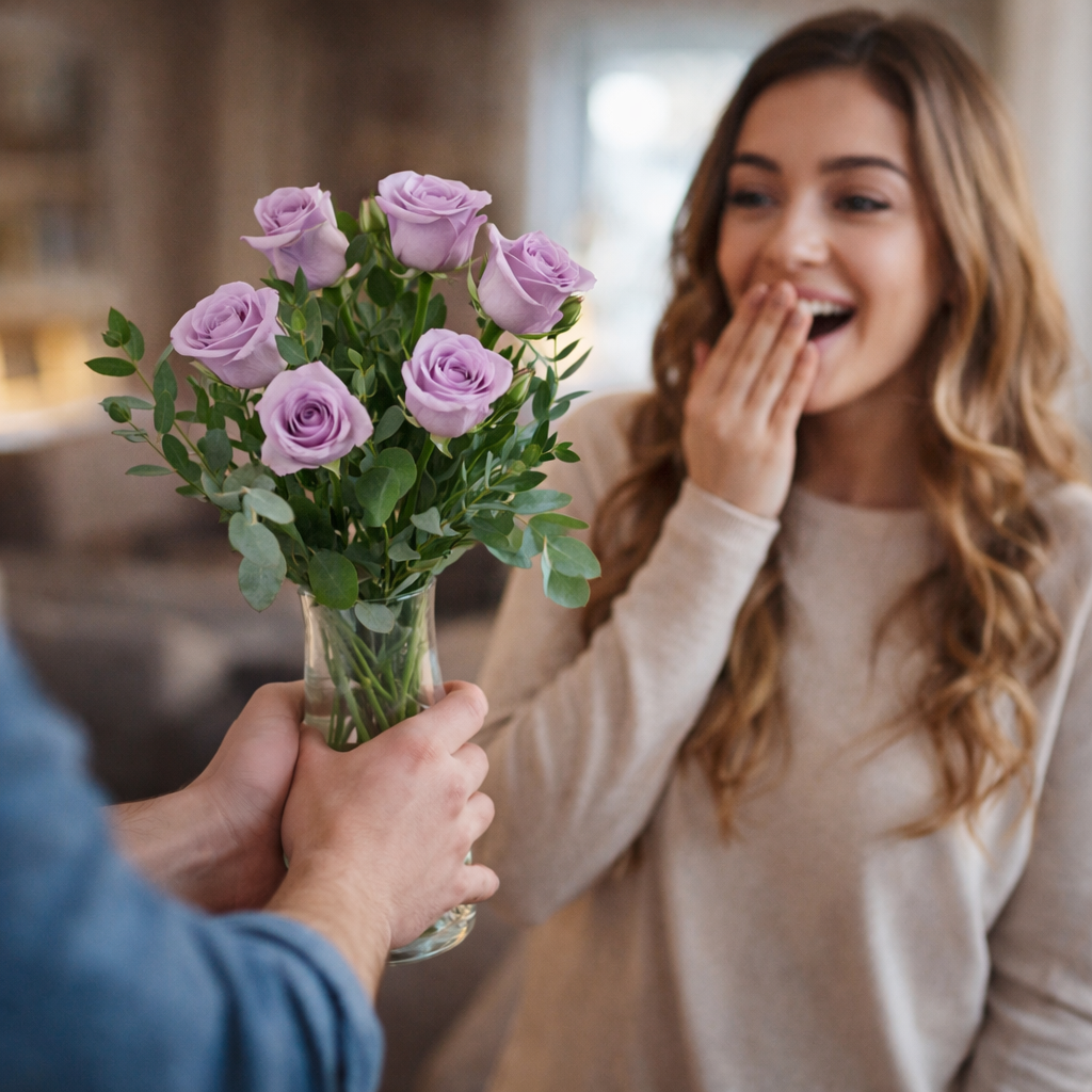Half Dozen Lavender Roses