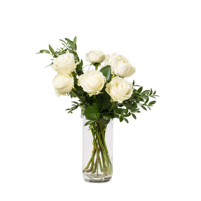 Half Dozen White Roses