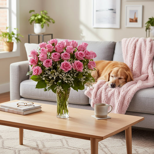 Two Dozen Long Stem Pink Roses