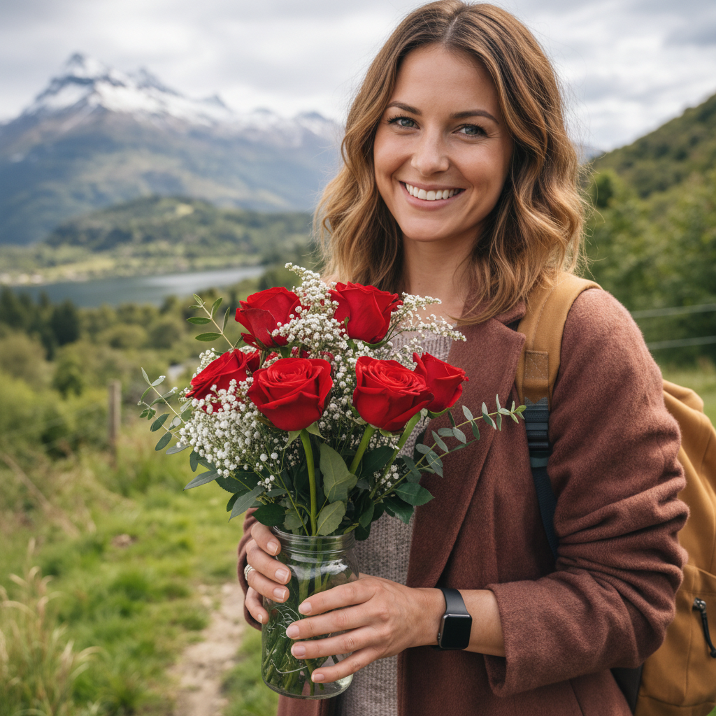 Half Dozen Long Stem Red Roses
