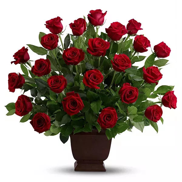 red funeral flowers