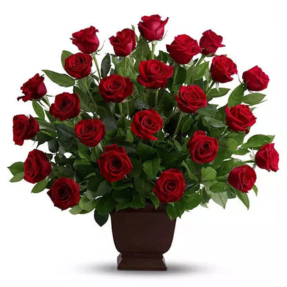 red funeral flowers
