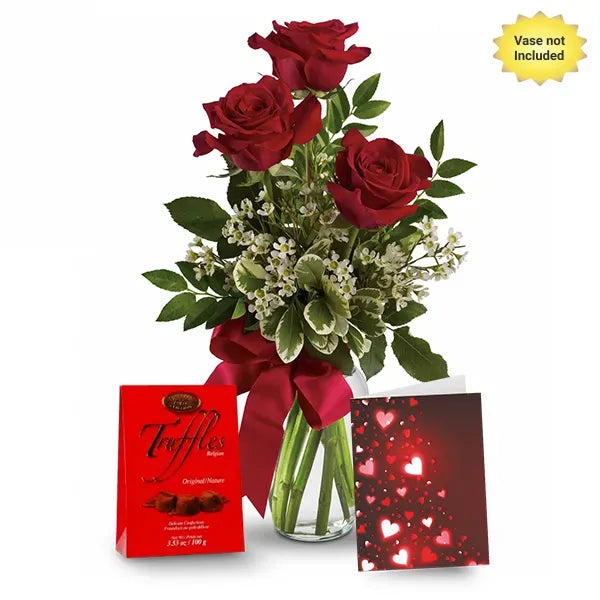 Red roses and truffle gift set